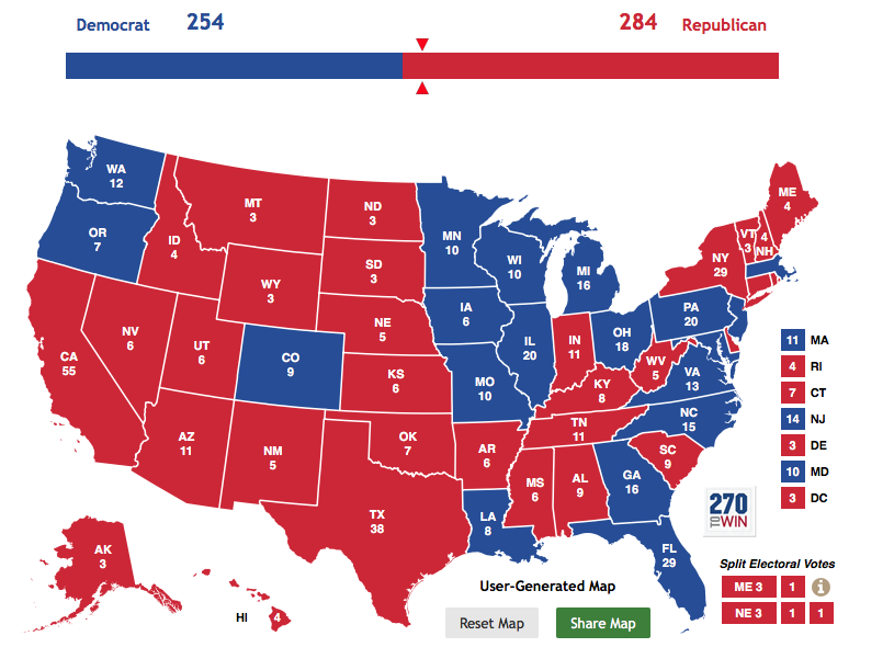 Map of states assigned to winner by Knapsack method