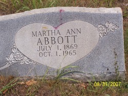 Marth Ann Abbott gravemarker