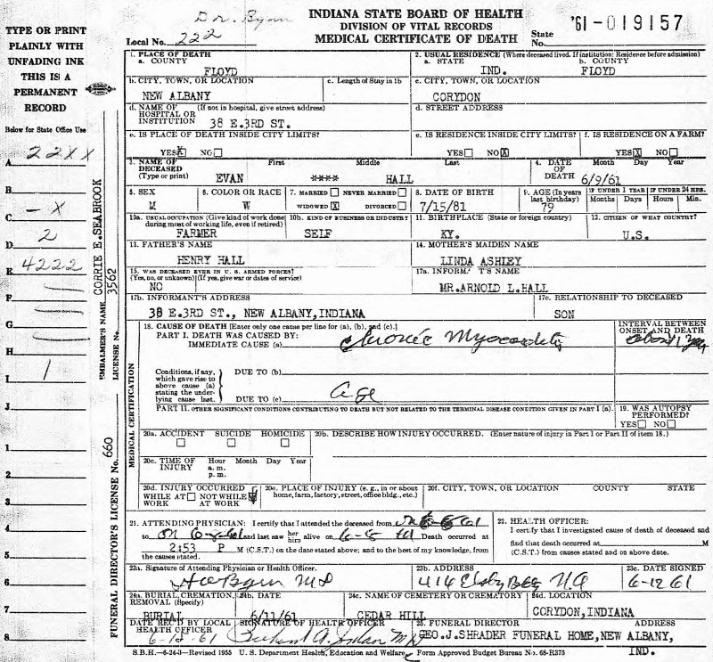 death certificate