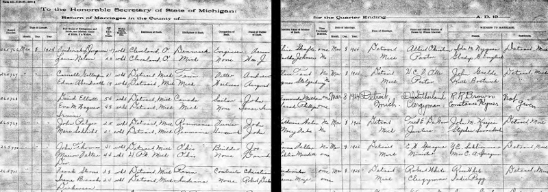 Irene Dickerson and Frank Sterns marriage certificate