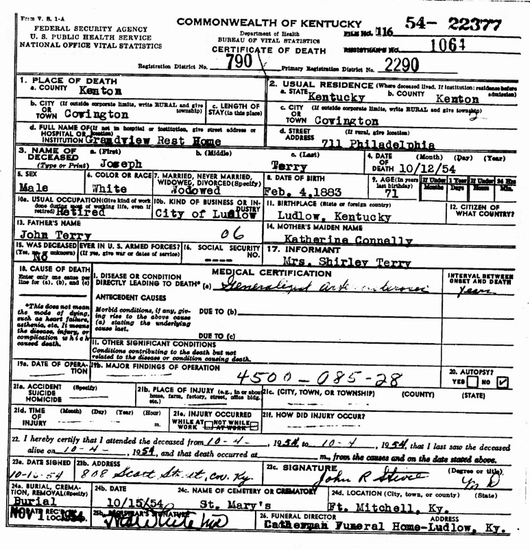 death certificate