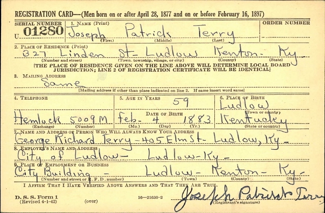 WW2 draft card