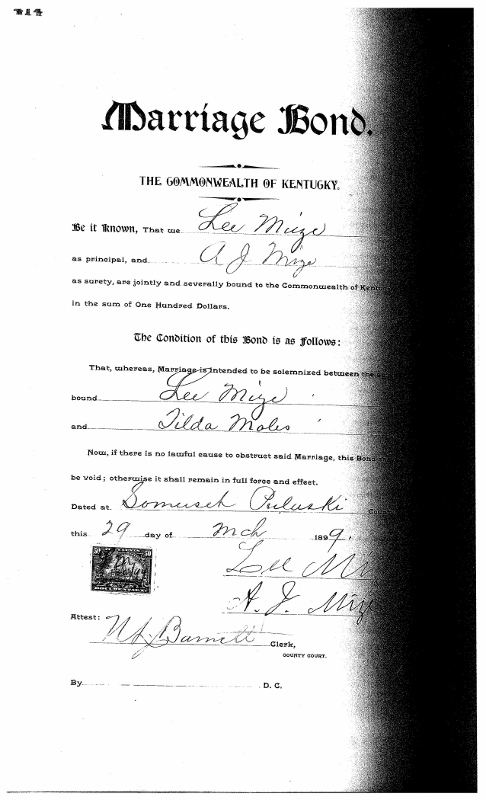 Lee Roy Mize marriage