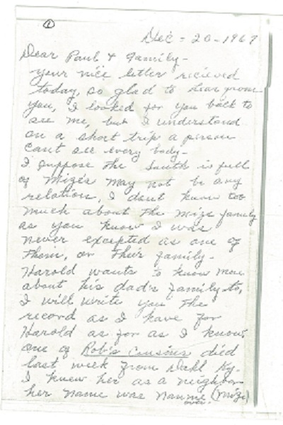 Letter from Sophia Gaston