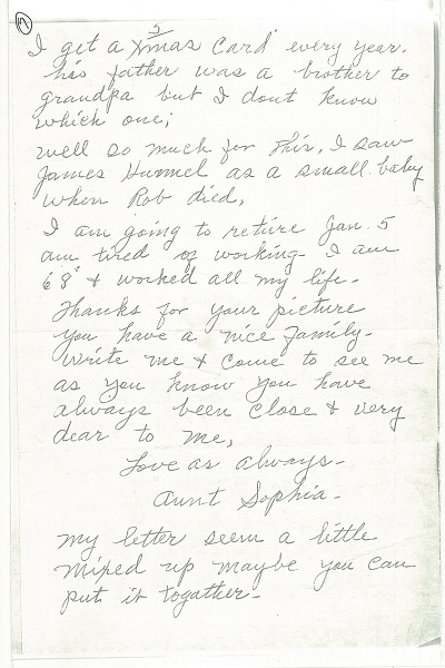 Letter from Sophia Gaston