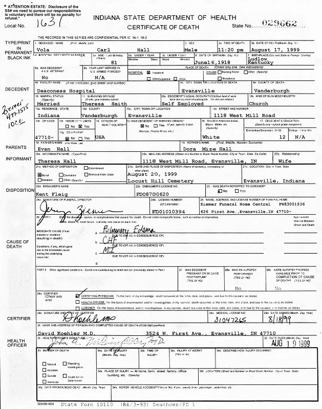 death certificate